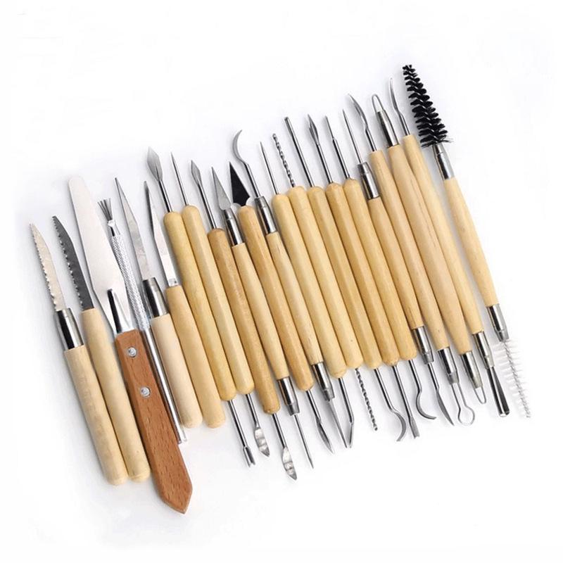 Set de 11 Piezas de Herramientas de Madera para Esculpir y Dar Forma a la Arcilla