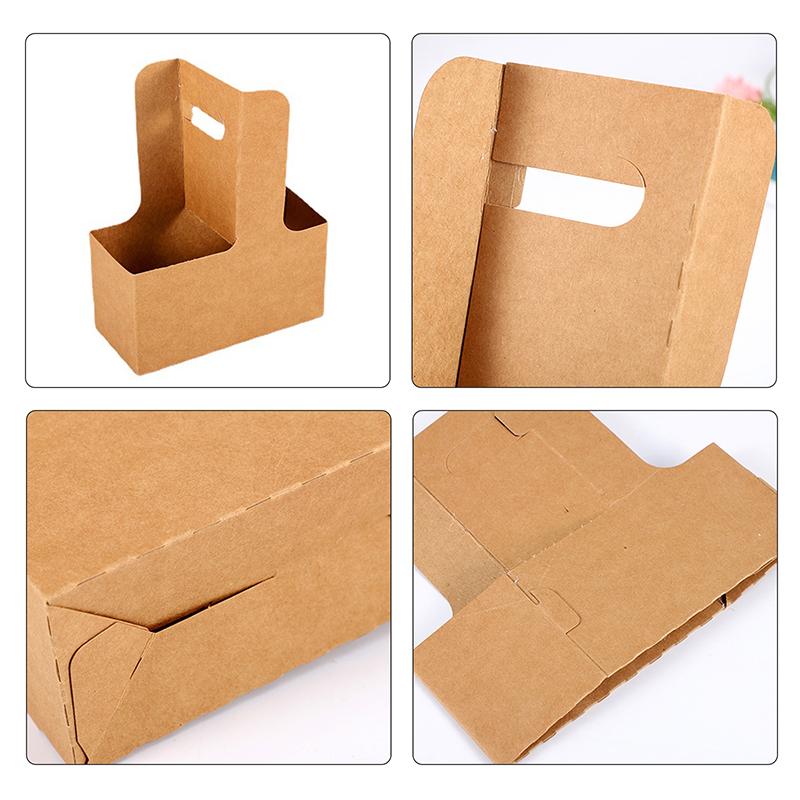 10 db Hordozható Virágos Ajándéktáska Kraft Papír Tartó Kávé Virág Torta Desszert Csomagoló Doboz Fotó Köszönetajándék Italhordozó Fogantyúval