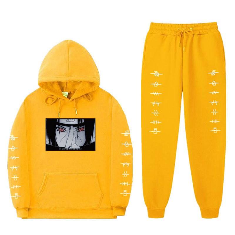 Unisex Naruto Uchiha Itachi Hooded Sweatshirt Set Warm Fleece Lined Casual Long Sleeve Tracksuit Teens