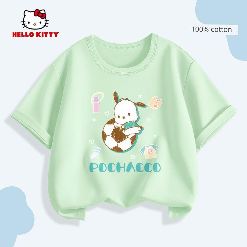 Kitty Girls' Pure Cotton Short-Sleeved Kidsren's T-Shirt Pink Little Girl Spring Wear Inner Wear Half-Sleeved Shirt for Small and Medium-Sized Kidsren