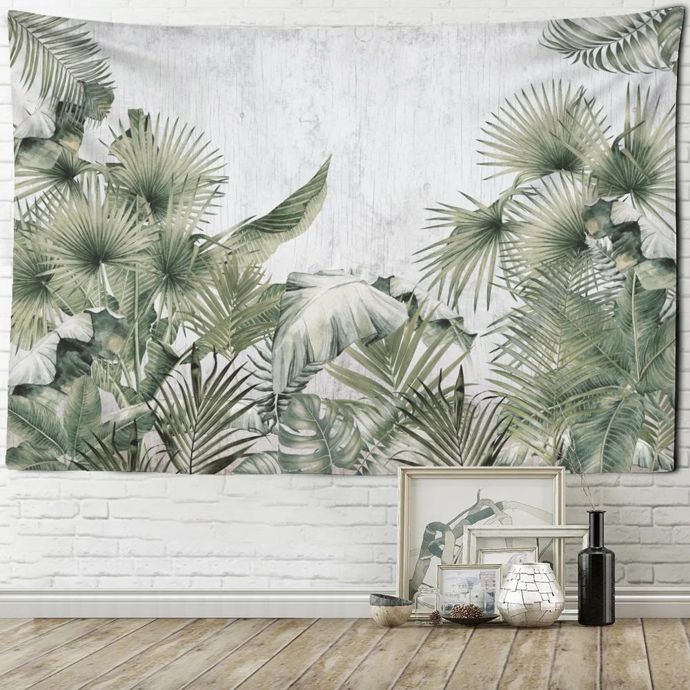Tropical Plants Tree Tapestry Forest Illustration Wall Hanging Coconut Trees Pattern Tapestry for Bedroom Living Room Home Decor