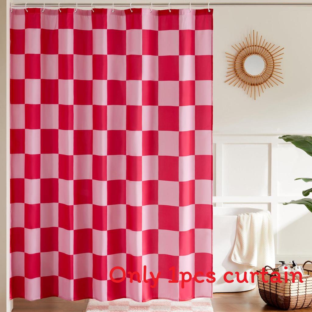 72x72inch Checkerboard Retro Pattern Waterproof Shower Curtain Bathroom For