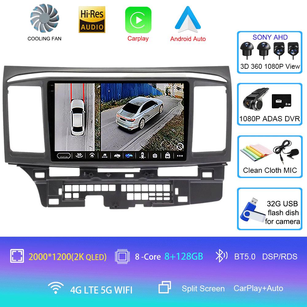 Android 14 video Player For MITSUBISHI LANCER 9 10 X 2008 - 2016 9Inch Car Radio Stereo Audio GPS Carplay Auto Screen