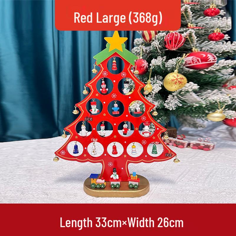 Wooden Christmas Tree Tabletop Display and Mini Figurines - Creative Gifts for Kids