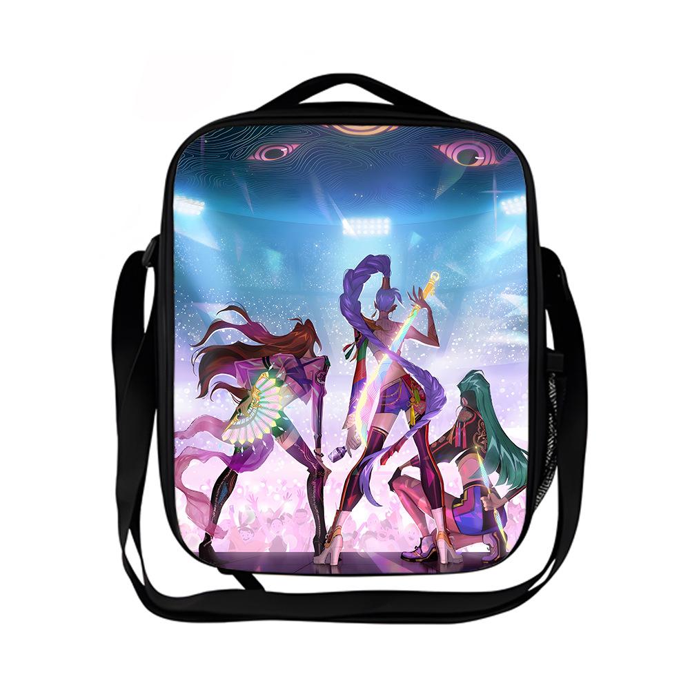 Borsa termica per il pranzo del gruppo di caccia alle streghe Kpop borsa a tracolla per ragazzo scuola elementare borsa a tracolla con cartoni animati borsa da picnic portatile KTB