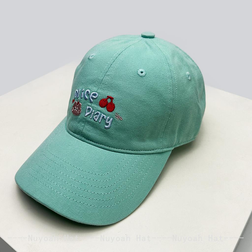 New Men Women Korean Kitten Cherry Letters Embroidery Baseball Hats Sunshade Cartoon Versatile Cute Peaked Caps Fashion Casual