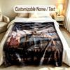 American Patriotic Theme Custom Blanket Personalized Name & Text Customized Soft Warm Throw Blanket Home Decor