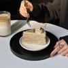ZISIZ Black Retro Round Wooden Serving Trays (2-Pack)
