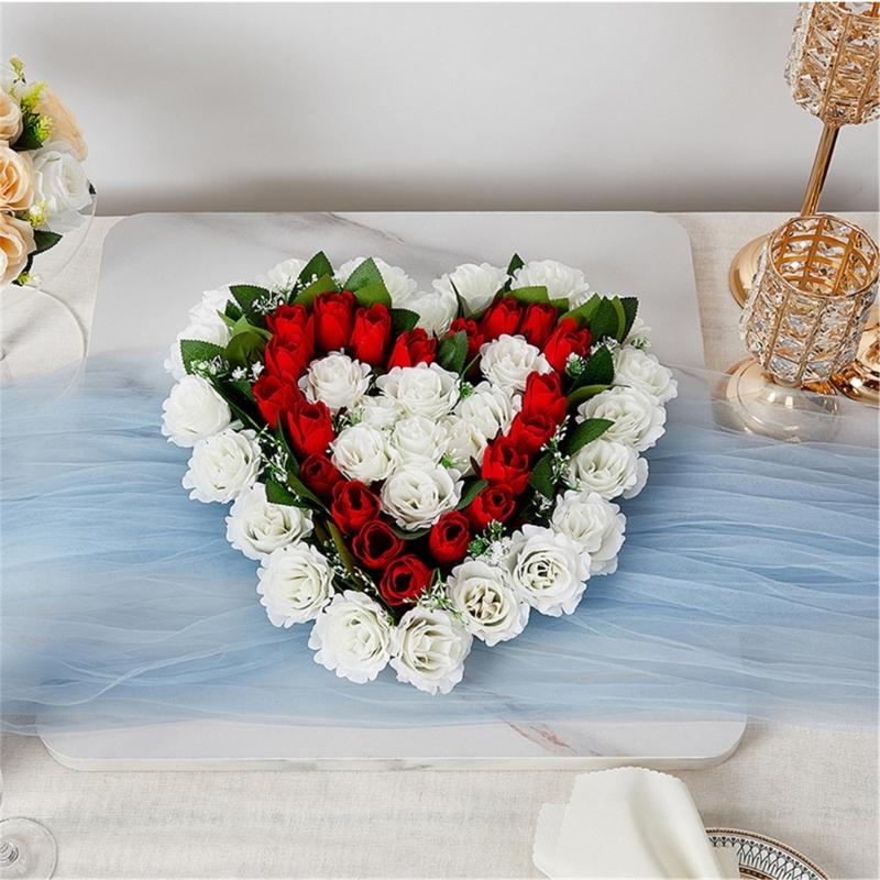 Heart Shaped Artificial Flower Decorations Photo Props for Wedding Centerpieces Road Leading Flower Rack Decorations