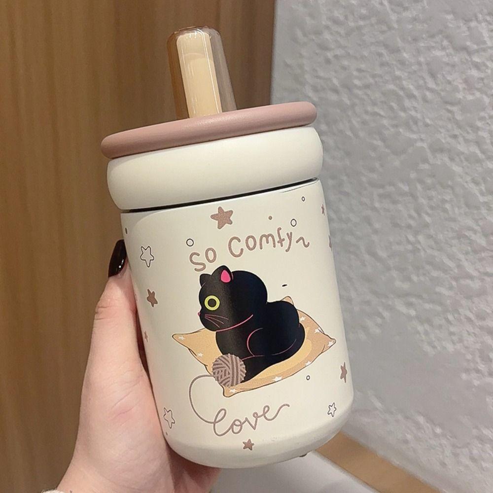 Cartoon Cat Vacuum Cup 500ML Water Mug Durable Thermal Water Bottle  Car Cup