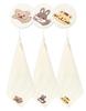 Set of 3 Loop Hand Towels with Strings and Name Animal for Towels, Tags, Design, Daycare/Kindergarten [Lelimo] (Animal 1)