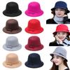 Cap Brim Bowler Fedora Hats Women Vintage Retro Hat Autumn Winter Warm Hat Wool Felt Bucket Cap Church Bowler Cloche Hats