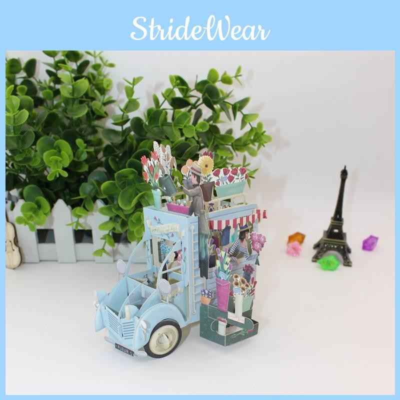 Handgemachte Papier 3D Geburtstagskarte Auto mit Druck und Faltung für festliche Anlässe