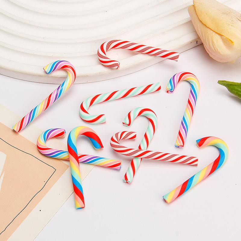 50-10Pcs Mini Candy Cane Christmas Decoration Red White Resin Candy DIY Crafts  Xmas Pendant Navidad Decor  New