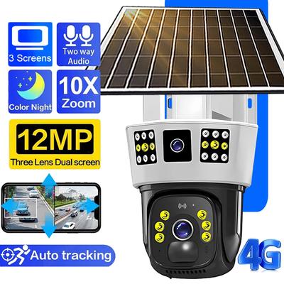 LS VISION Fotocamera Solare HD 6K 12MP Scheda SIM 4G Wifi Esterna IP Wireless Sicurezza CCTV Sorveglianza PTZ Visione Notturna Rilevamento Umano PIR