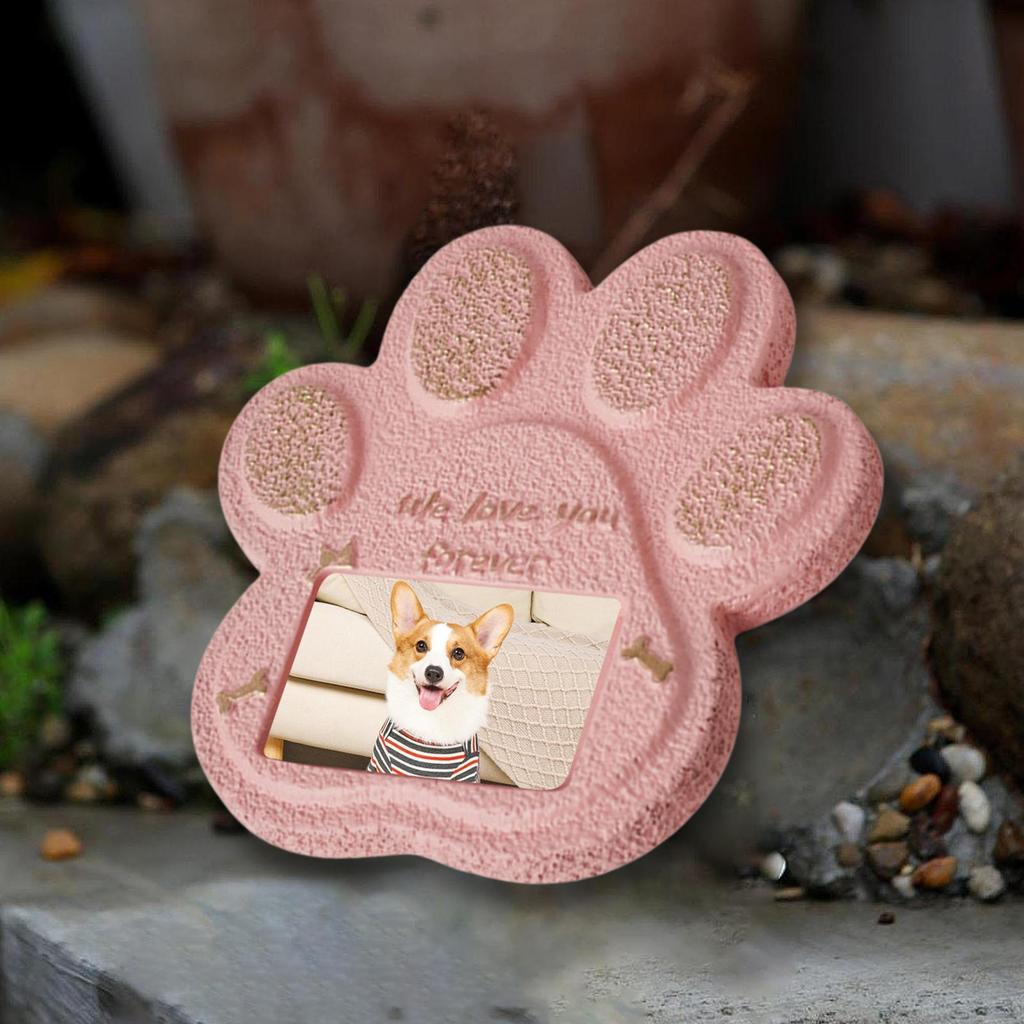 Kamień Pamiątkowy z Odciskiem Łapy dla Zwierząt Domowych z Ramką na Zdjęcie 5,9x5,9x0,6 cala Prezent Wyrazów Współczucia