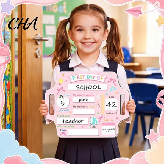 Reusable Menu Board First Day of School Sign, Wooden Chalkboard Sign for Kids, Back Message Center to Decorations Supplies Kindergarten Preschool and