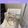 Womens Trendy Square Chain Shoulder Bag With Embroidered Lines For Daily Use