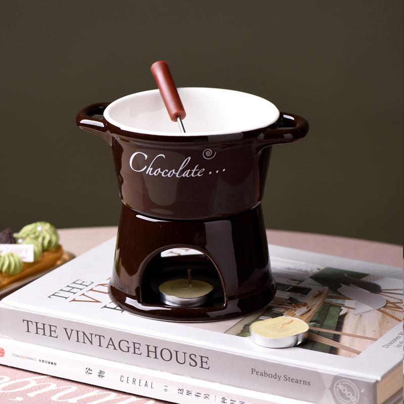 

Nordic Creative Ceramic Chocolate Fire Boiler Cups Swiss Ice Cream Cups Cheese Cutlery Chocolate Heating Cups Drinkware Home 301-400ml