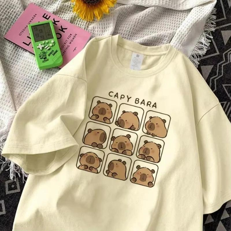 Capybara Print Tshirts Unisex Unisexga Graphic Y2K Tee Harajuku Top Female Japanese Unisexga Designer Clothing
