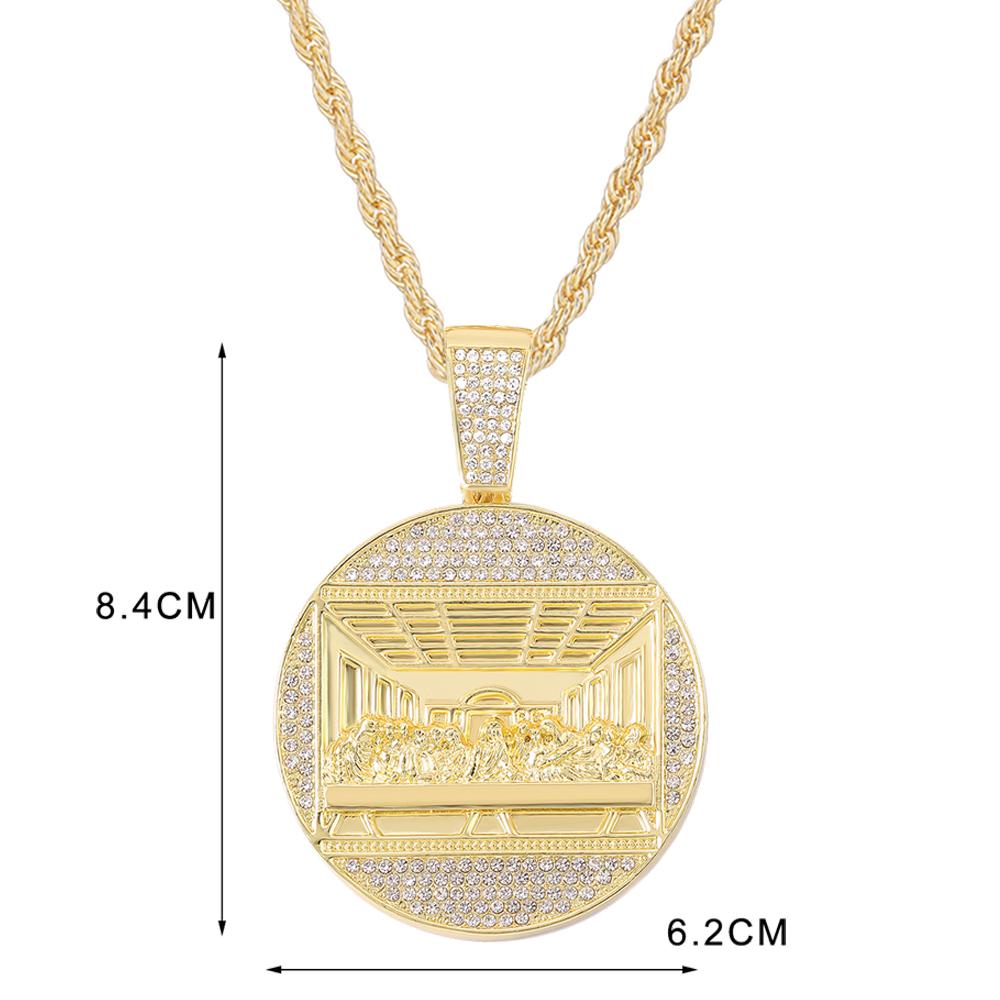 Neue Anhänger 'Das letzte Abendmahl' Kubanische Gliederkette mit 14mm Iced Out Kette Mode Hip Hop Herren Charm Anhänger Tennis Halsketten Schmuck
