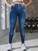 High-Waisted Faux Denim Butt-Lifting Yoga Pants - Women's Slimming Fitness Leggings, New European and American Style.
