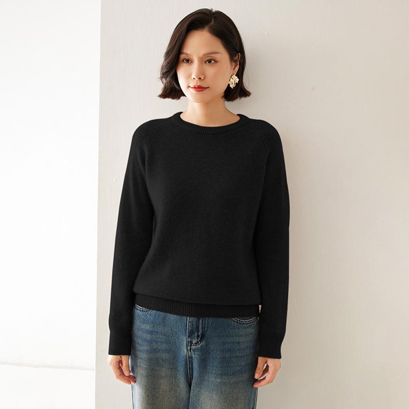 Women's Cashmere Sweater - Autumn/Winter Lazy Style, Thick Loose Knit, Round Neck Pullover Base Layer