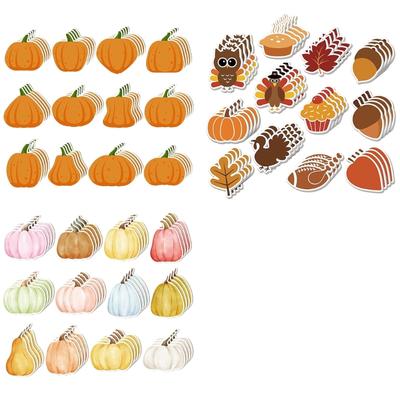 960 Sheets Cartoon Pumpkin Note Paper Thanksgiving Theme Self Adheive Note Leaf Pinecones Shape Notepads for Student