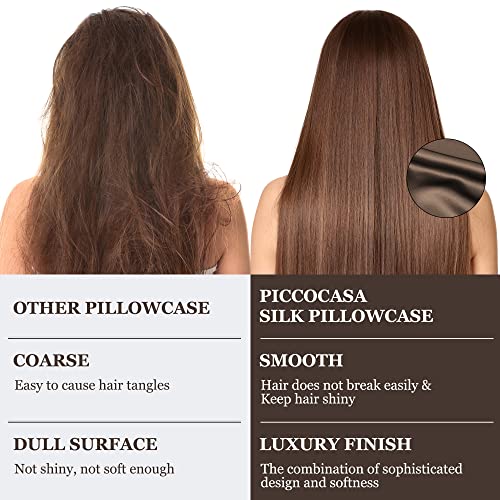 PiccoCasa Silk Pillowcase, 100% Silk, 19 Momme, Zippered, Moisture-Wicking, Glossy, Smooth, Double-Sided, Brown, 40x80cm