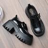 Small leather shoes women's 2025 autumn new British style platform round head versatile heightening loafers thick heel JK single shoes