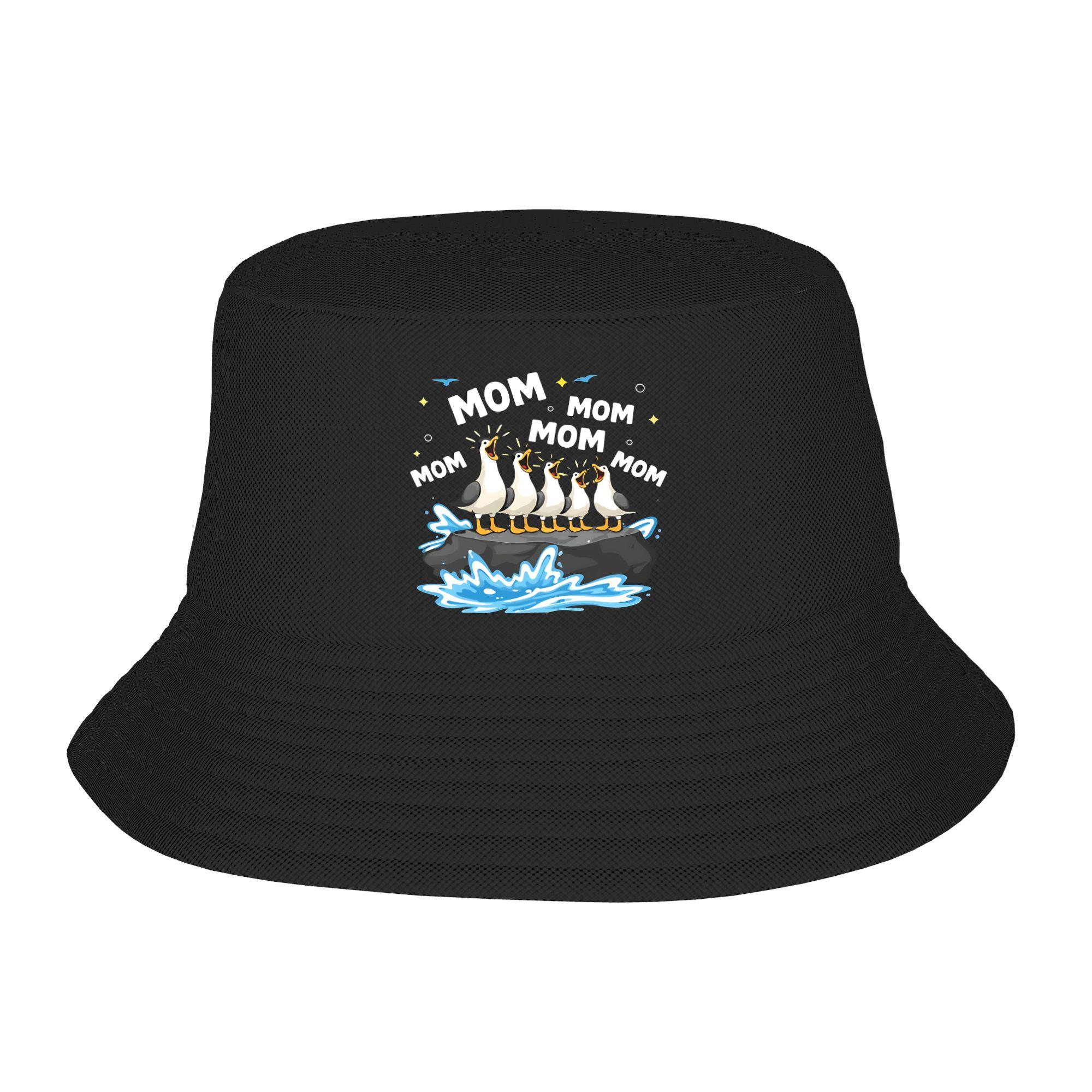 Girl Harajuku Bucket Hat Seagull Mom Mom Mom Funny Bird Merch Bob Hat For Beach Headwear Lightweight One Size