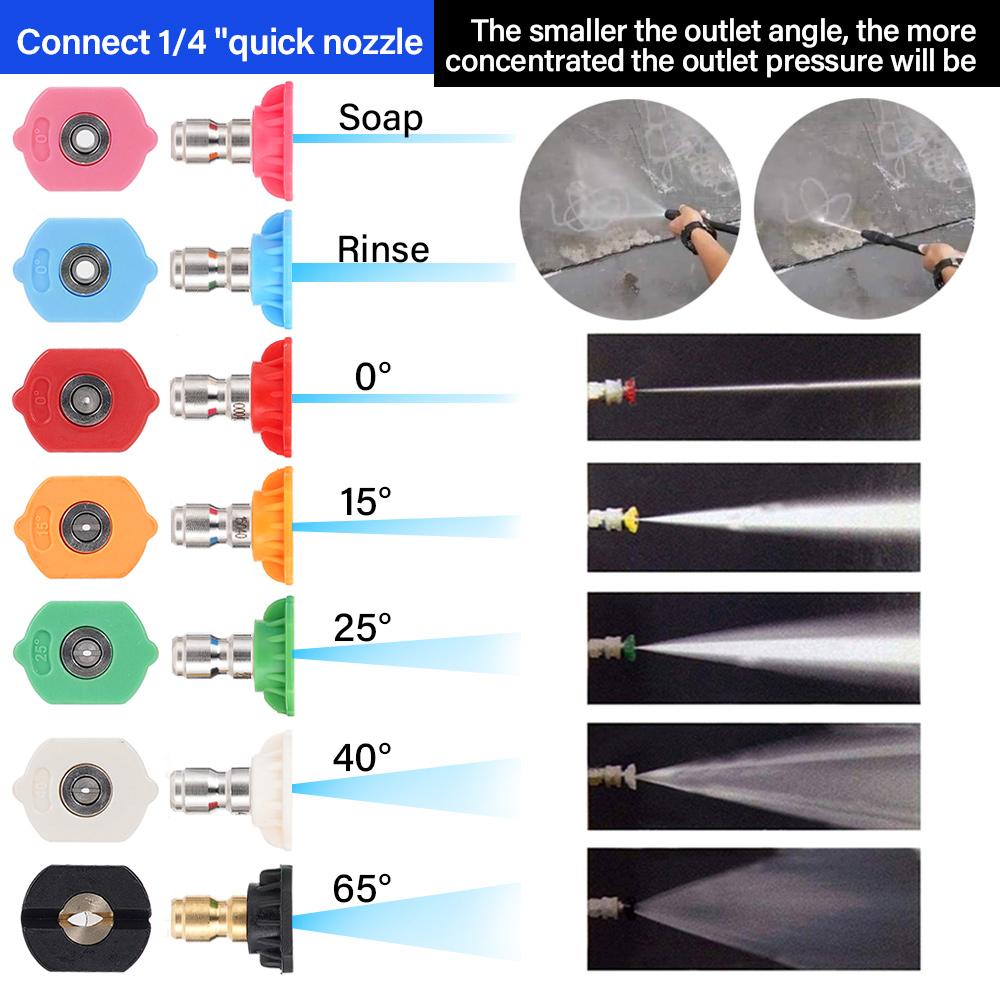 Pressure Washer 1/4 Quick Connect Adapter With Multi Angle Nozzles Fit AR Blue Clean Black Decker Bosch Foam Cannon Car Washing