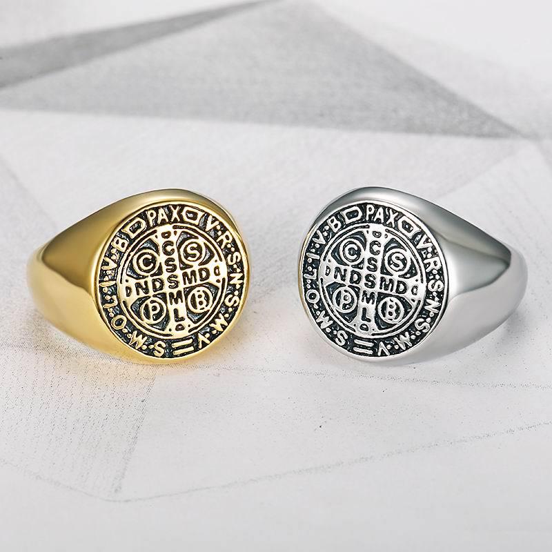 Vintage Titanium Steel Hip-Hop Letter Ring for Men - European & American Style