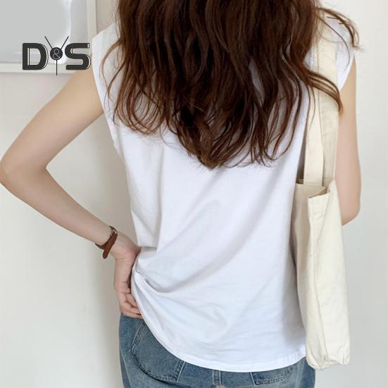 Women Summer T-shirt Round Neck Cap Sleeve Solid Color Tee Shirt Solid Color Loose Fit Casual Tops Daily Wear