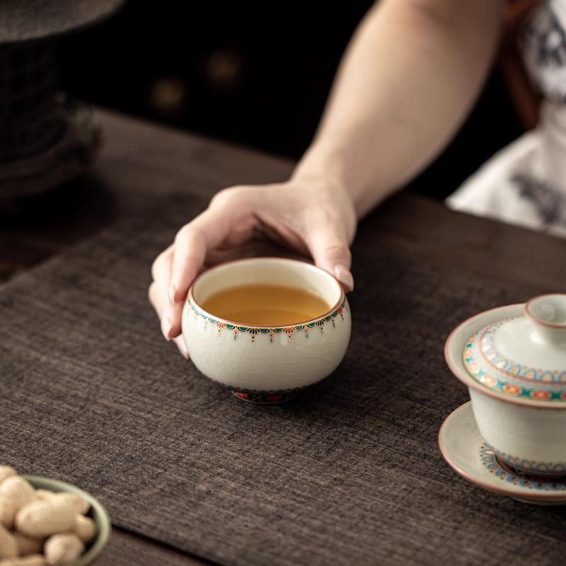 Dunhuang Merchandise Ru Kiln Meditation Cup Large Household Tea Master Cup Tea Cup Single High-end Teacup