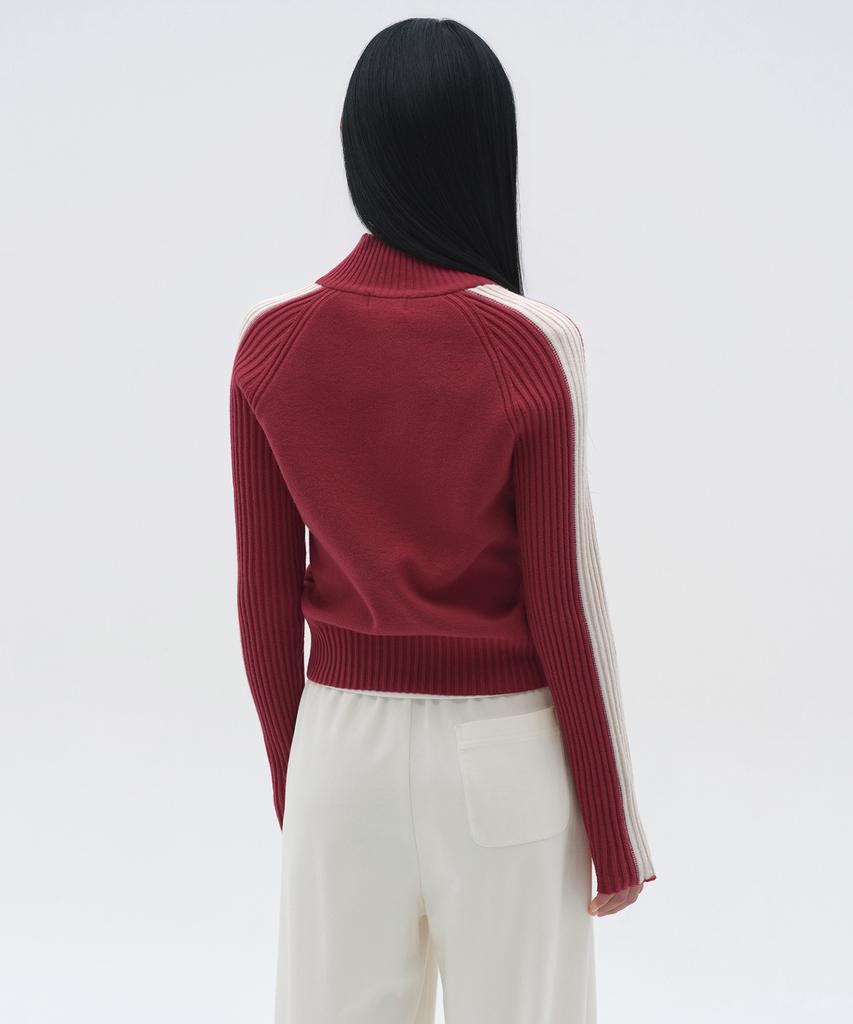 MUSINSA STANDARD WOMAN Women'S Track Knit Zip-Up [Red]