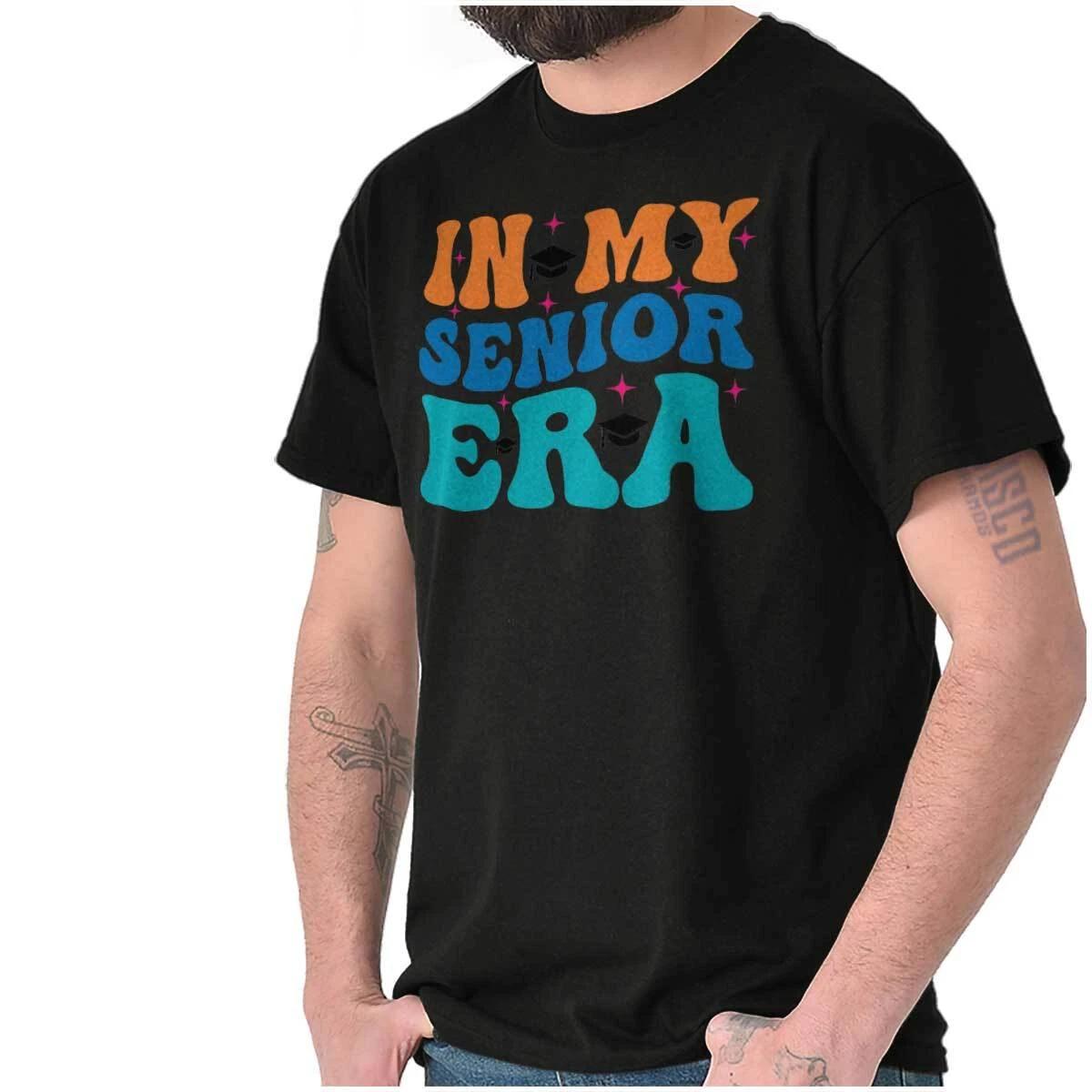 Cool Groovy In My Senior Era Graduation Cap Womens or Mens Crewneck T Shirt Tee XS