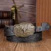 Retro Western Bull Head PU Leather Lace Buckle Belt