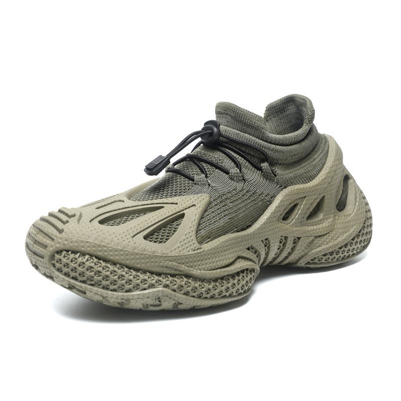 Autumn breathable mesh shoes men's thick-soled versatile fly-woven sneakers soft teen height-increasing dad trendy shoes
