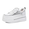 Women's Hidden Wedge Platform Shoes 2025 Summer Genuine Leather Breathable Mesh White Sneakers Casual Versatile