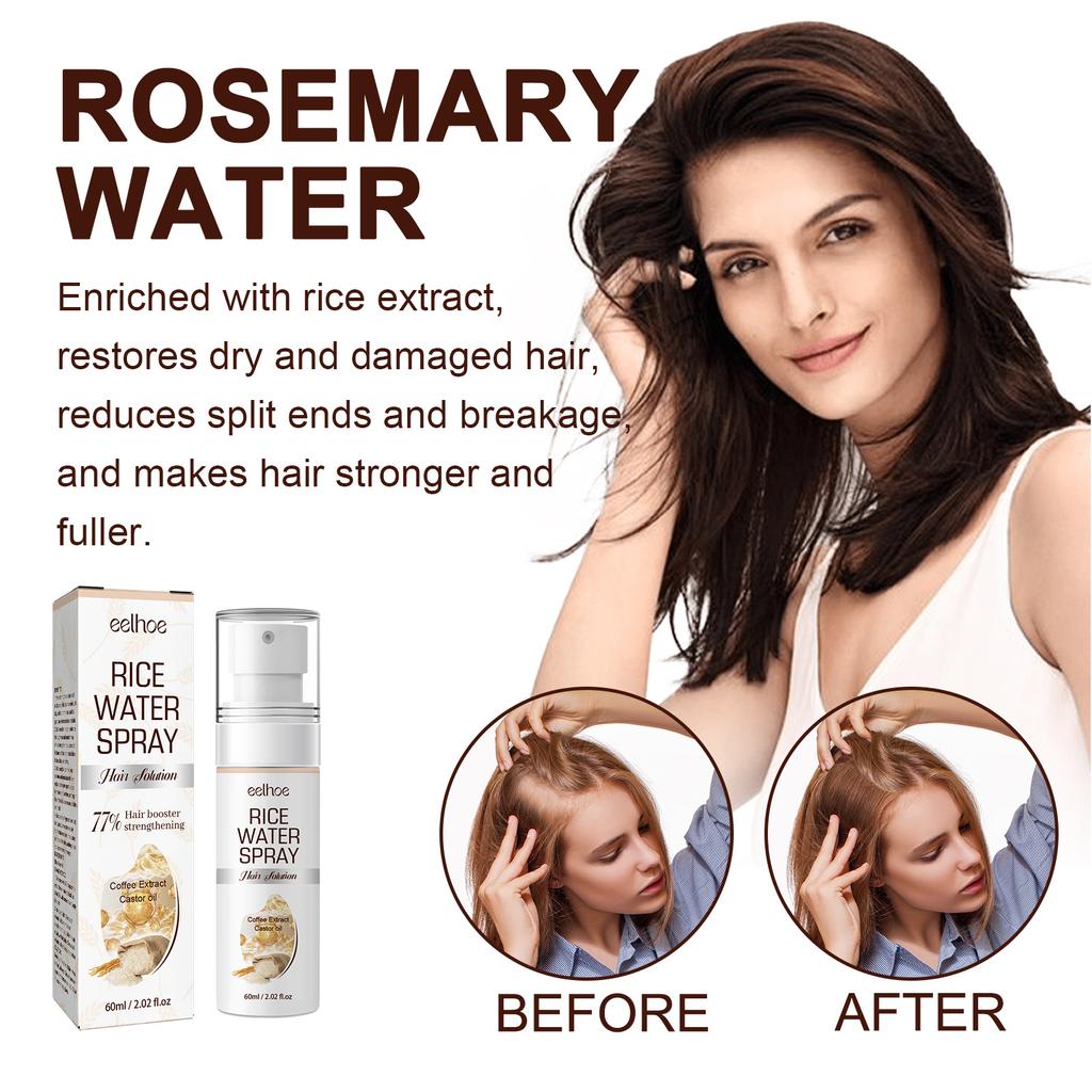 Eelhoe Fermentowane serum z wodą ryżową Naturalna delikatna woda ryżowa Fermentowana woda ryżowa Esencja do włosów Serum na porost włosów na przerzedzenie włosów 60ml