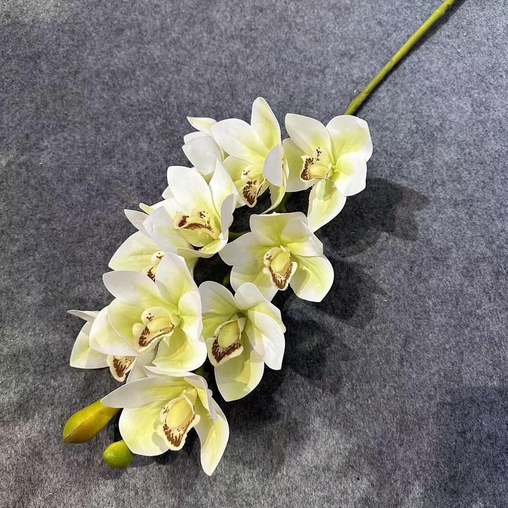 One Artificial Large Cymbidium Orchid Flower 10 Heads Latex Cymbidium Hybridum Plant