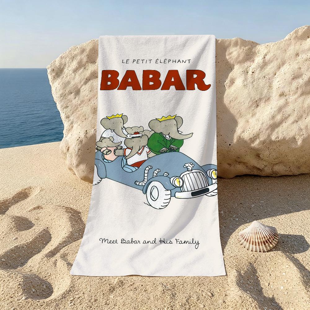 Anime Babar az Elefánt Strandtörölköző Strandokra, Jóga Stúdiókba, Edzőtermekbe, Gyógyfürdőkbe, Úszómedencékhez és Piknikezéshez STJ40x70CM gray