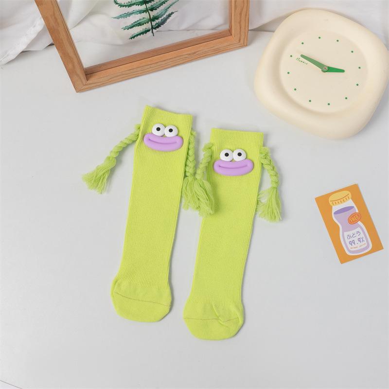 Girls' Cute Pink Knee-High Slouch Socks with Quirky Braids - Summer Thin Edition