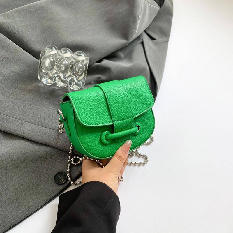 Fashionable Medium-sized Pu Saddle Bag For Women With Trendy Chain Handle