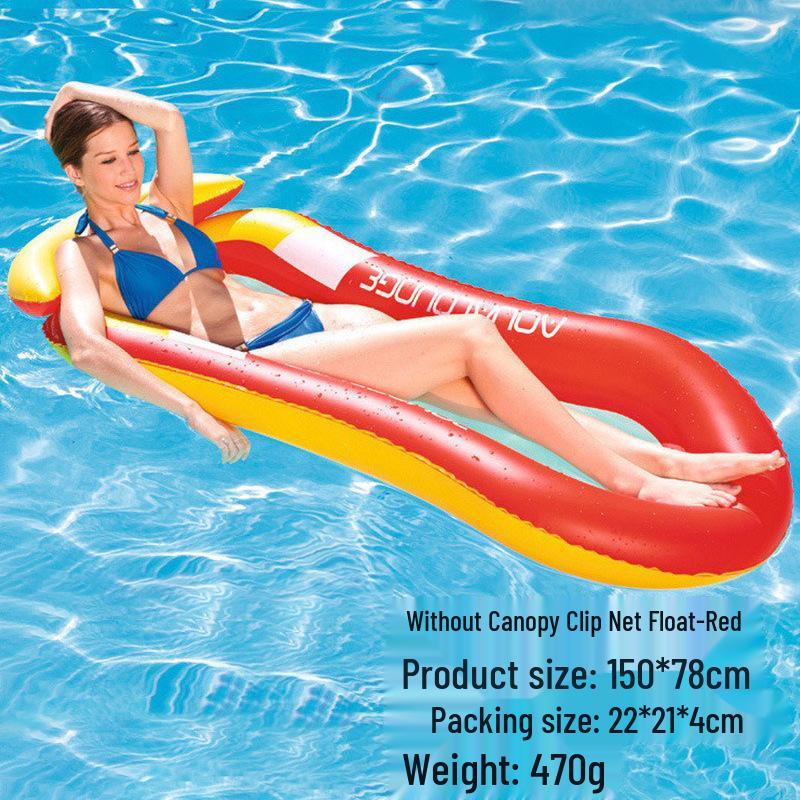 Inflatable PVC Float Recliner: Foldable Striped Swimming Bed