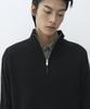 Musinsa Standard [Victoria Wool] Minimal Ribbed Quarter Zip Sweater [Black]