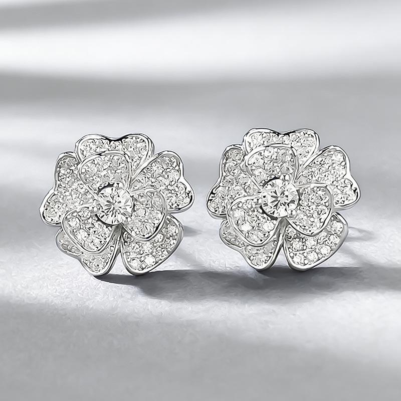 Exquisite S925 Silver Diamond Flower Stud Earrings - 2026 Fashionable Design