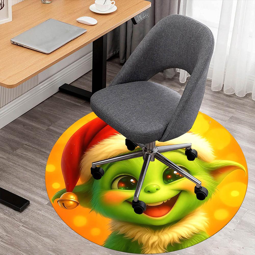 

1pc Christmas Grinch Round Chair mat Area Rug - Non-Slip, Floor Mat for Office, Bedroom, and Indoor Decor -1002093 80cm by 80cm