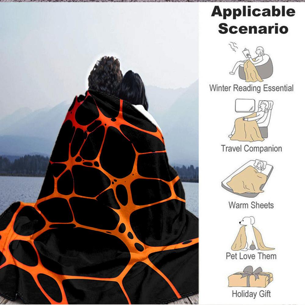 1pc Orange Black Design Blanket Warm, Cozy, And Soft, Suitable for Sofas, Beds, Cars, And Office Use.Perfect for Camping And Travel, Making It a Great